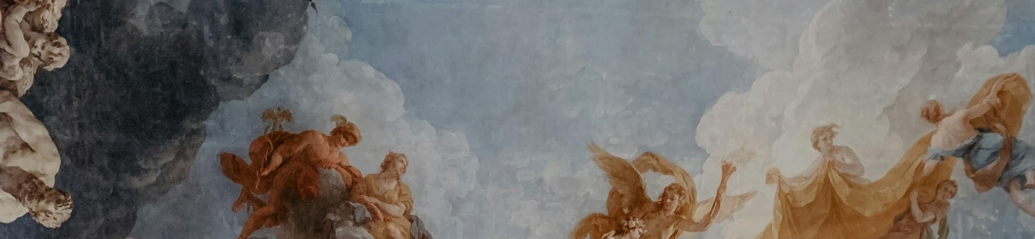 Art Speakers header - ceiling at Versailles - sky with angels - crop - photo Adrianna Geo